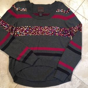 Grey long sleeve striped sweater